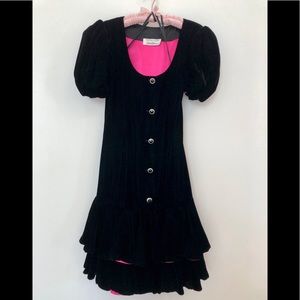 Nieman Marcus VTG 90s Victor Costa EXC BlackVelvet & Hot pink satin sz 6